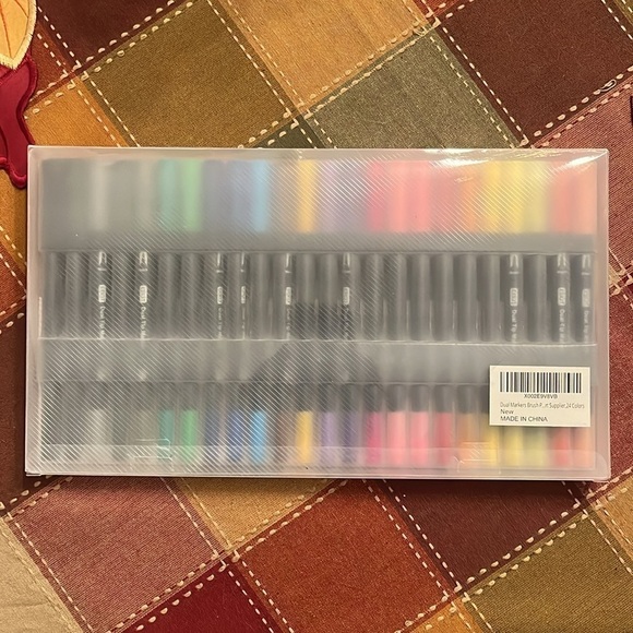 Brand New 24-Color Dual Tip Brush Markers Pen Set & Self-Care Coloring Books - Picture 5 of 16